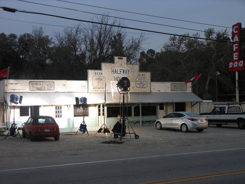 The Halfway House Cafe, the local breakfast & lunch stop, set up for yet another movie shoot.
