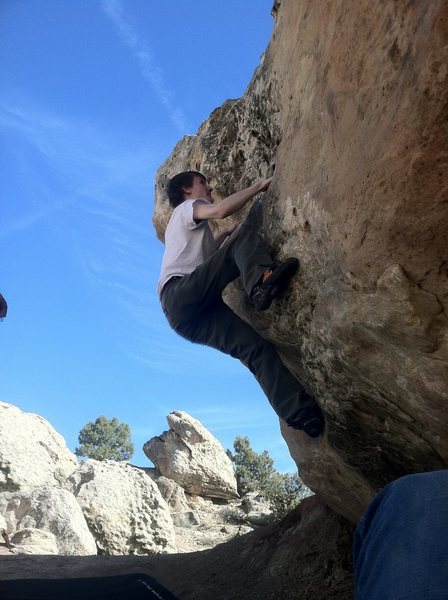Aaron working his first boulder problem.