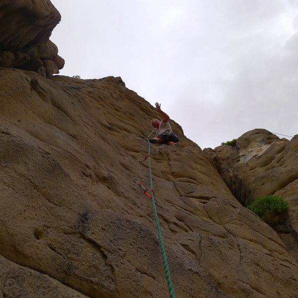 Mike Arechiga on super duper fun new, Castle Magic.5.8/5.9, 2 pitch route on Penstock Rock.