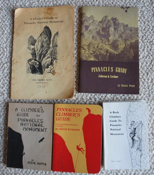 My father's Pinnacles guidebook collection -- next I'll try to scan his old photos and post them