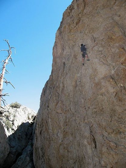Just below the anchors on The Hired Gun (5.11a), Williamson Rock