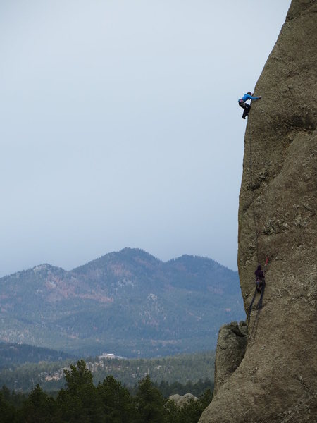 Becky cruising the second pitch.