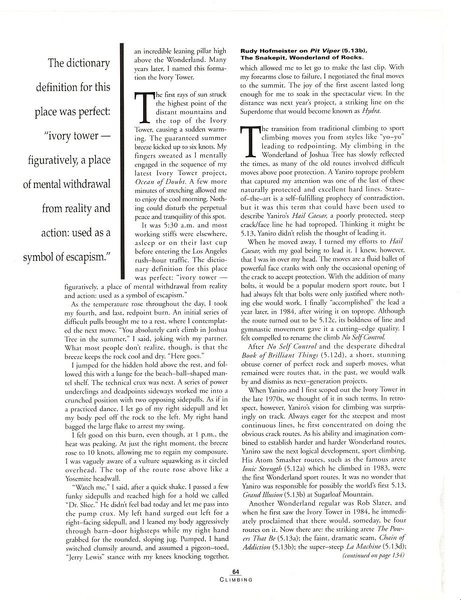 A World Apart (page 7), Climbing Magazine 125 (April/May 1991)