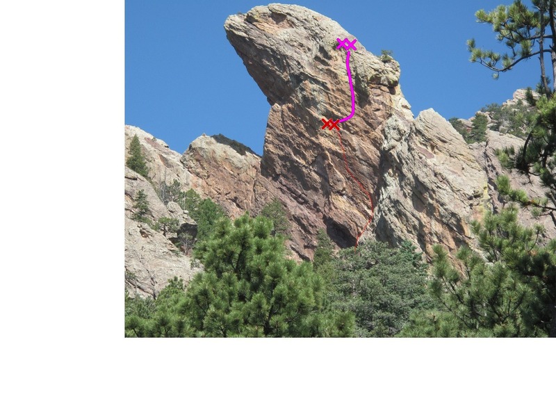 A view from the south, with second pitch shown in red line.