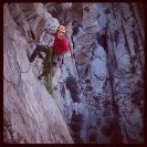 Robbie on the hanging belay