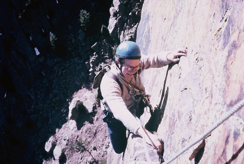 Rodger Raubach following pitch 3 of Super Slab; November, 1966.
