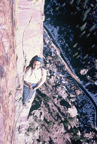 Rodger, belaying at the second belay stance. November, 1966.