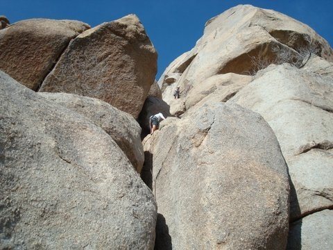 The first pitch of South Crack on Pinnacle Peak