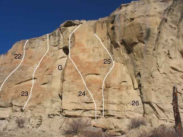 Gregory 8 of 17
<br>
(22)Big Bill's big Roof .12a (23)Faster Pussycat .11a/b (G)Legends of the Fall .9 (24)Rockchuck Arete .11b (25)Peanut Brittle .10d (26)Full Sail .12a