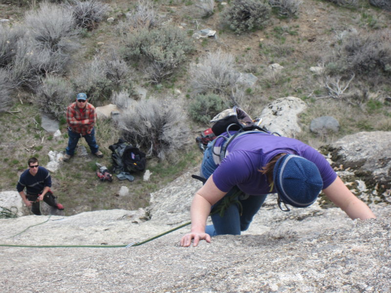 Jaqui making moves above the new bolts
