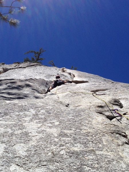 Looking up at the crux