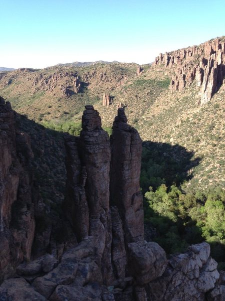 The view to "Proto Pipe" and the south side of the "Pipe Cleaner" tower.