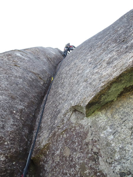 drew climbing the last pitch 5.9