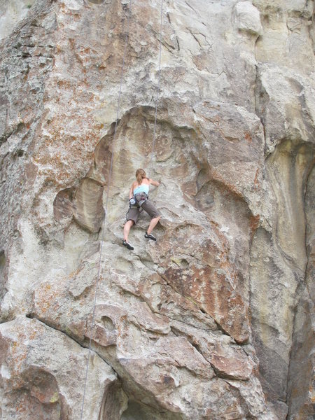 Just above the crux.
