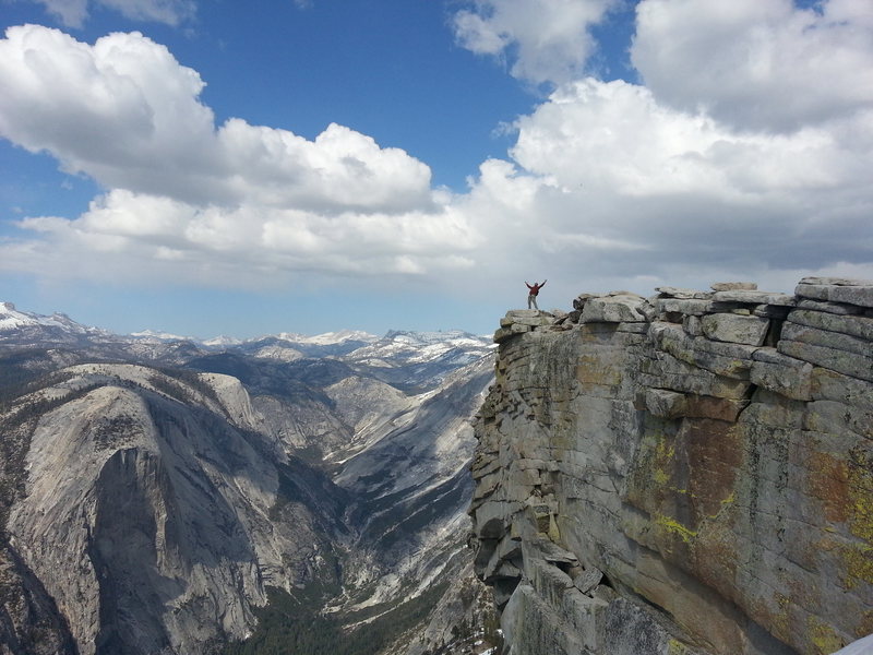 The real reason for climbing Snake Dike - standing on the summit of Half Dome. If you're scared of exposure, I wouldn't recommend looking over the edge :). April 24, 2013