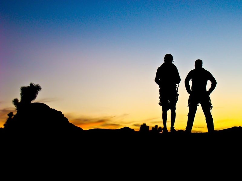Watching the Sunset after another full day of climbing at J-tree.