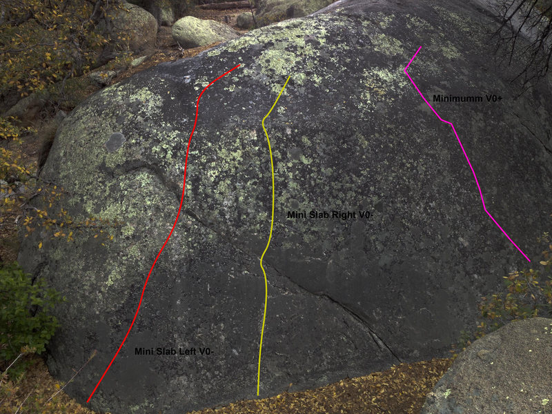 The northwest side of the Mini Slab boulder.