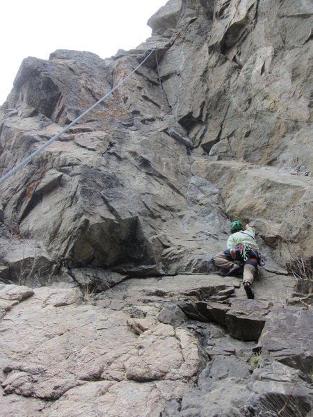 Ross, enjoying all of the holds that face the wrong way.
