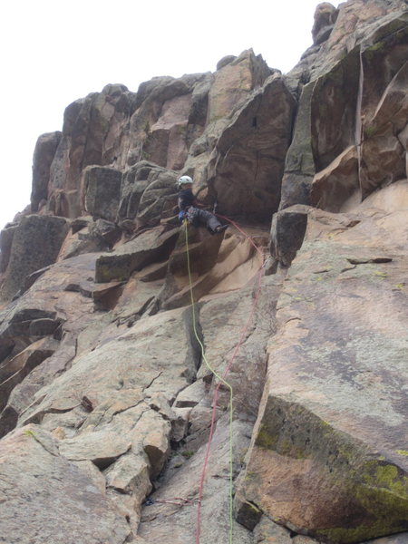 Lisa on the crux of P1 during the FA.