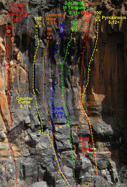 The actual falls portion of the Main Amphitheater. These routes will need seasonal cleanings, and don't be dismayed if there is a little vegetation here and there. comes right out.