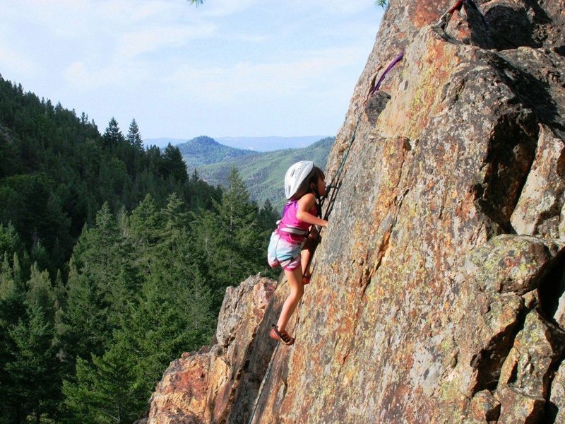 6-year-old Morgan climbing Jamcrack 5.7.