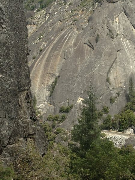 Gemini starts at tree closest to white triangle rock scar (below and to left)