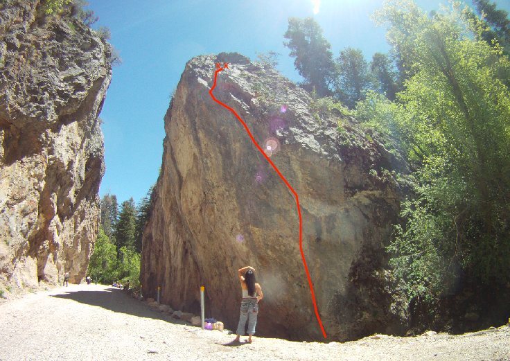 follow route to the top, crux on the last bolt right before you exit the overhang