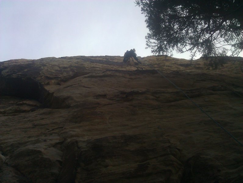 Heading up the first pitch of Unimpeachable Groping, Ginger Buttress; the tree was on, no? : /