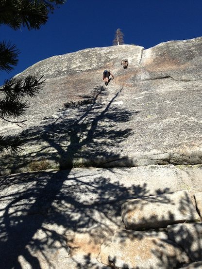Easy free solo up puppy dome...we came and did laps in this area after Aqua Knobby.
