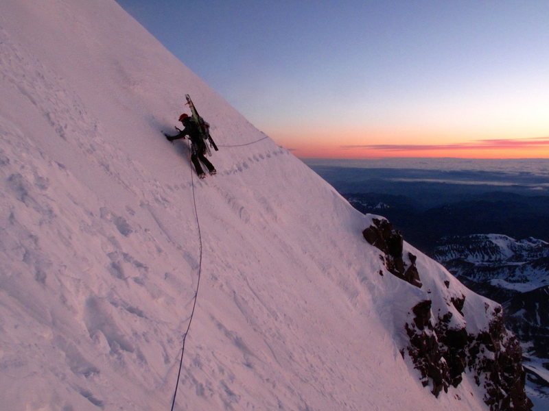 Coming over the "rock step" at dawn in spring conditions on June 3rd