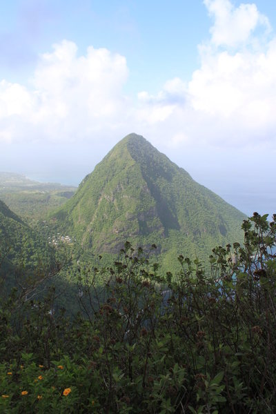 Photo from summit looking over at Gros Piton