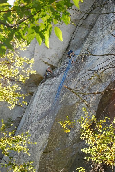 two unknown climbers on P1 of Cornflake.