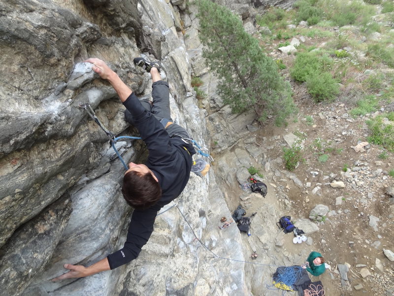 Josh near the top of Power Trip.