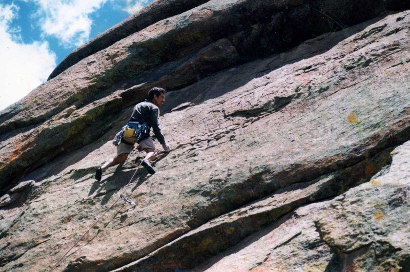 Mike Stewart low on the route c. 2000