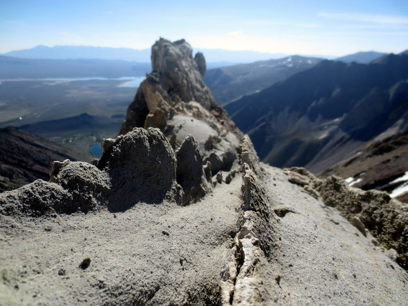 Ridge is lined with interesting rock spikes, like ones on a dinosaur's spine