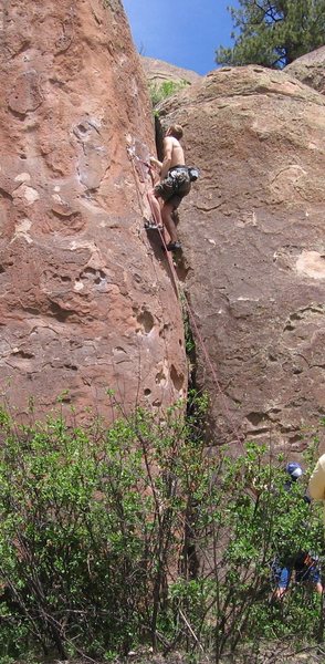 At the second bolt heading into the hard stuff.