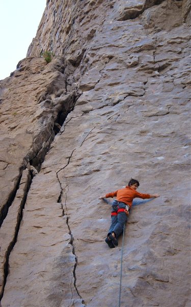 Traversing out of the crack onto the face