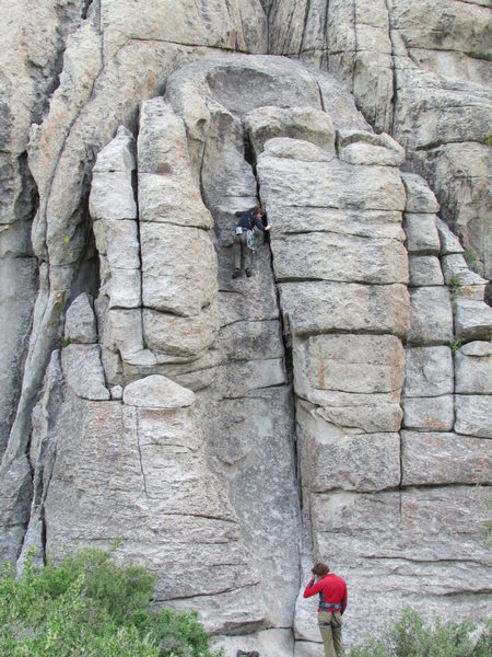 Stephi, leading the lower portion of Carol's Crack.