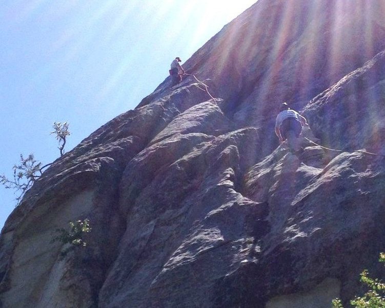 Rodger nearing the belay on Raindance. Photo courtesy of Ezra.
