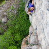 Melissa is keeping it cool while dispatching another mega classic route in Logan canyon.