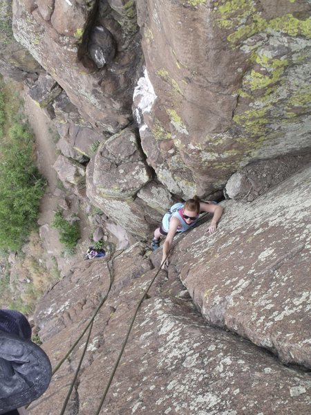 Climbing up to meet Drew.