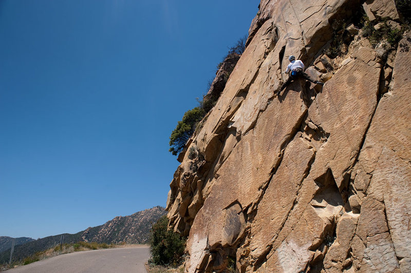 Bruce climbs California Flake (the Bolt Ladder Wall at Gibraltar Rock)