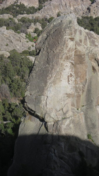 Climber topping out on MGS near dusk.