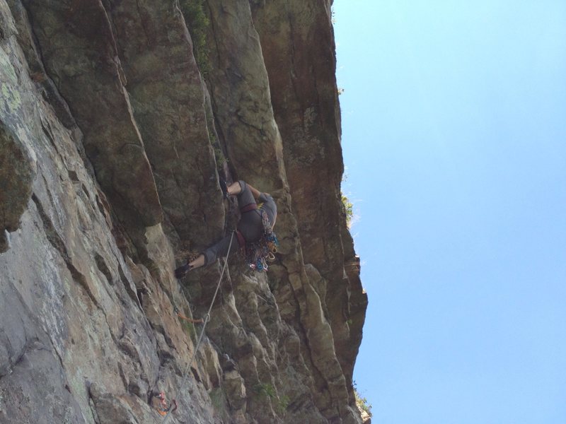 Divnamite going up the first overhang