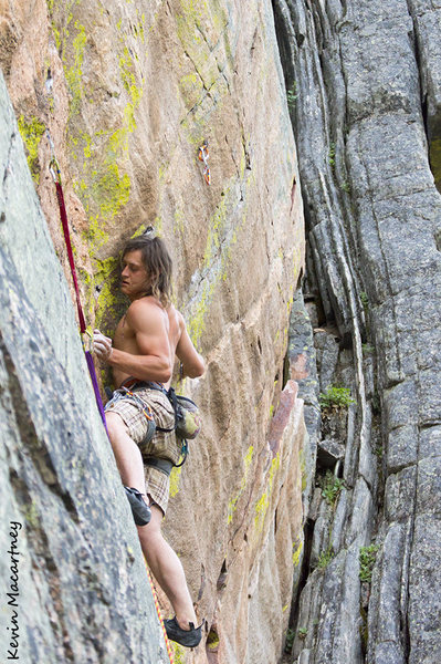 Nic just before the crux bulge