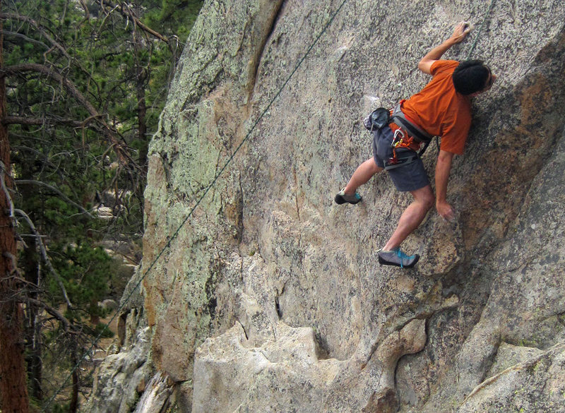 Scott Nomi on a variation up the edge - photo by Sara Susca.