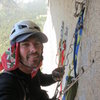 hanging out at the belay above the Kor Roof, SFWC