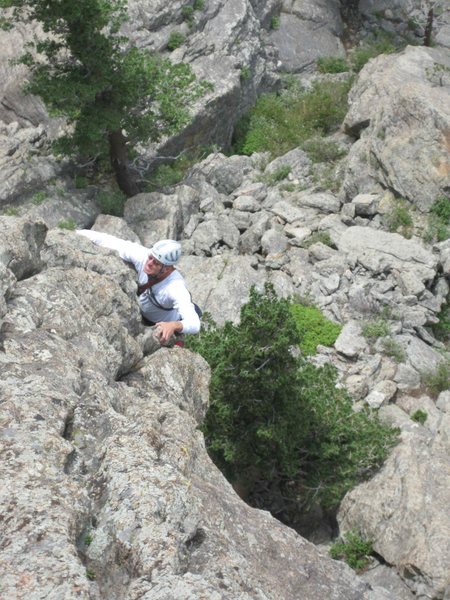 Mark C. pulling through to gain the arete.