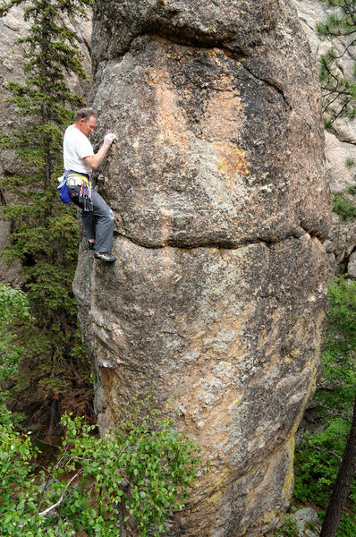 Dave Rone just above the crux on End Pin. July 2013.