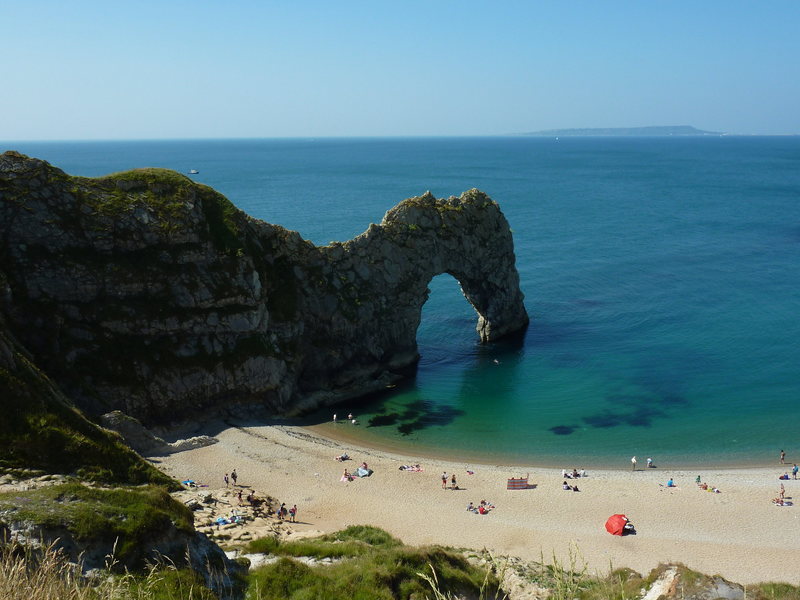 View of Durdle Door from the top of the trail.